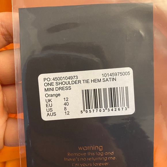 One Shoulder Tie Hem Satin Mini Dress - Picture 5 of 7